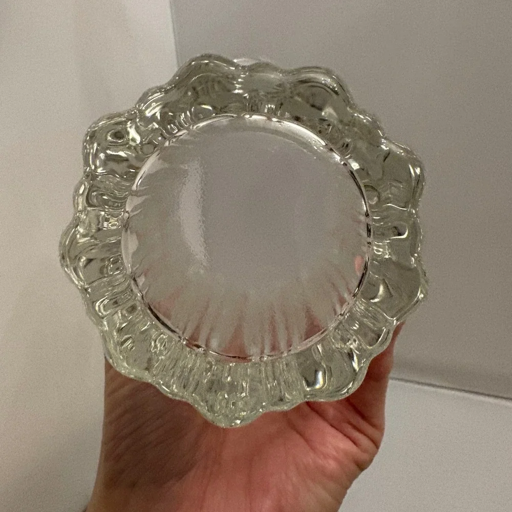 1990s Mikasa Clear Glass Swirl Vase Fluted‎ Petal Top Heavy Mid Century Modern